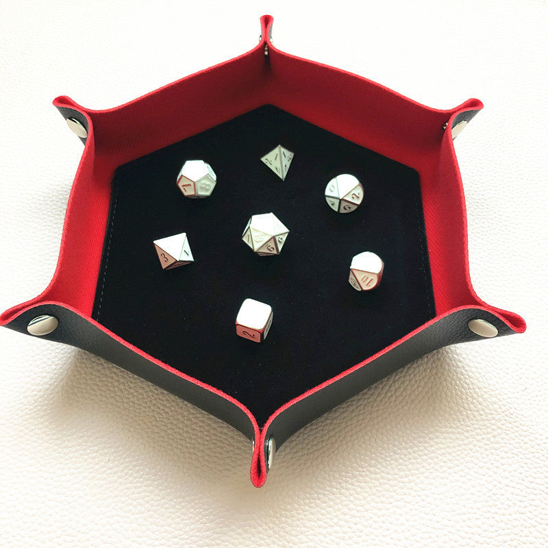 PU Leather Hexagonal Dice Pan Folding Tray