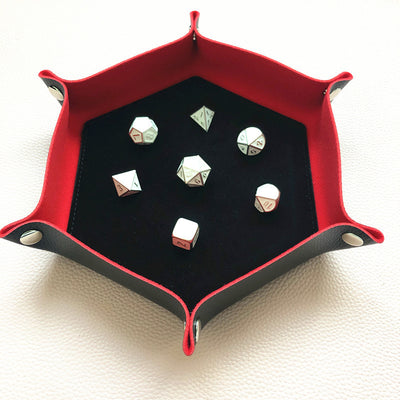 PU Leather Hexagonal Dice Pan Folding Tray