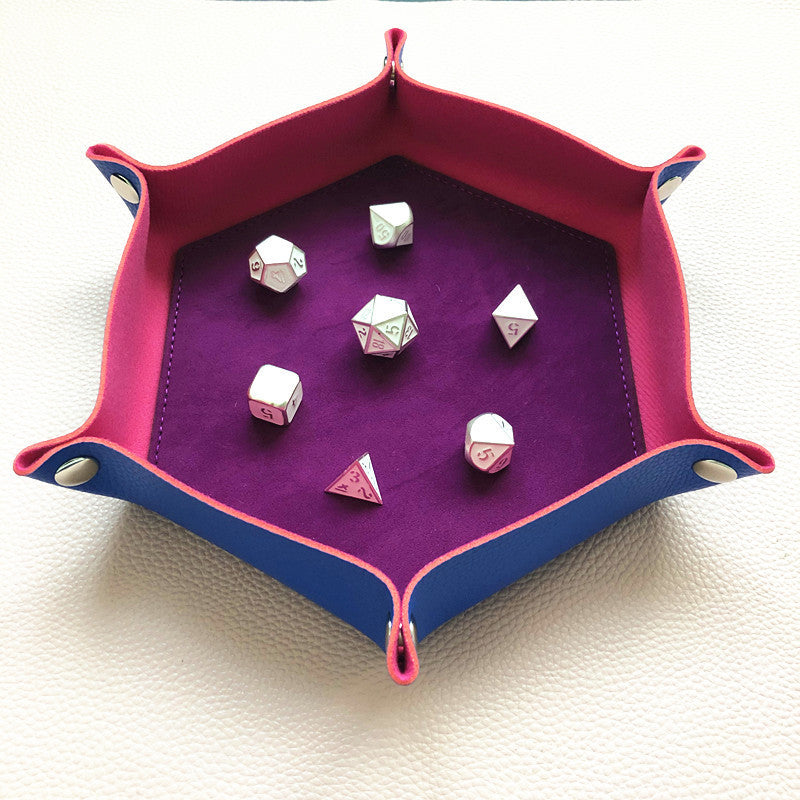 PU Leather Hexagonal Dice Pan Folding Tray