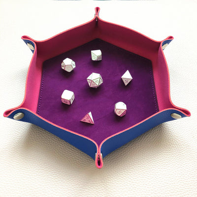 PU Leather Hexagonal Dice Pan Folding Tray