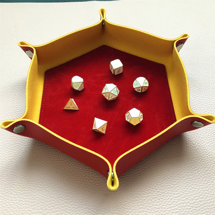 PU Leather Hexagonal Dice Pan Folding Tray