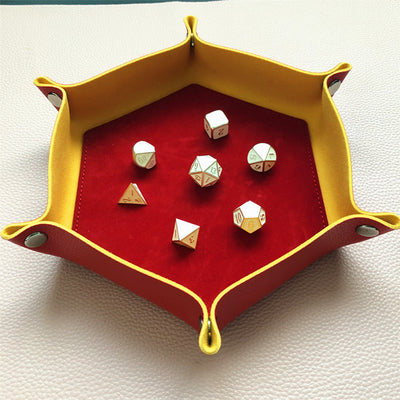 PU Leather Hexagonal Dice Pan Folding Tray