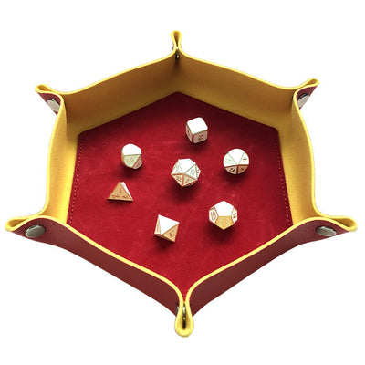 PU Leather Hexagonal Dice Pan Folding Tray