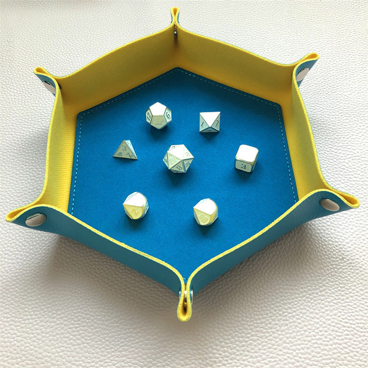 PU Leather Hexagonal Dice Pan Folding Tray