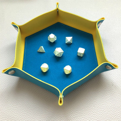 PU Leather Hexagonal Dice Pan Folding Tray