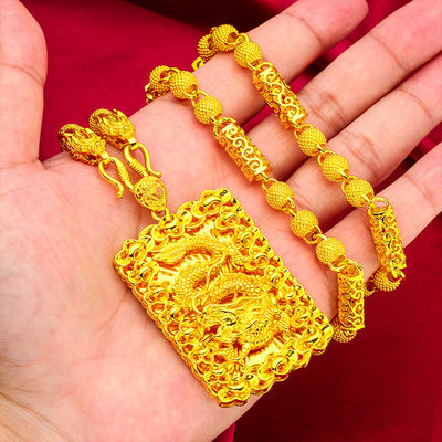 Dragon Pendant Dragon Head Necklace Domineering Alluvial Gold